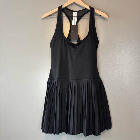 NWT Fabletics Large Short Hot Shot Pleated Mini Dress Romper Built in Bra Black - Picture 2 of 5